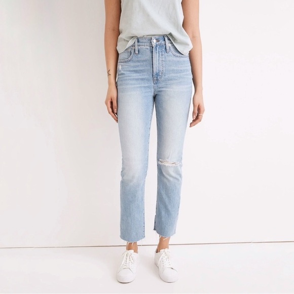 NWT Madewell Petite Perfect Vintage Jean High Waist Distressed Denim Coney 27P - Picture 2 of 16